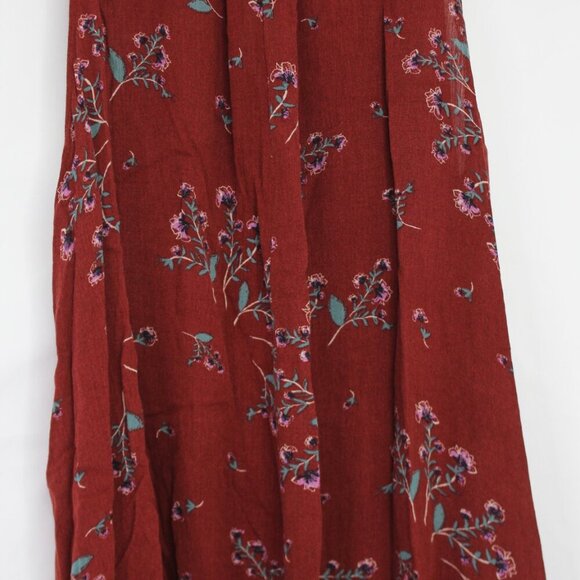 Free People Maroon Floral V-Neck Mini Dress Size Xtra Small - Picture 6 of 9